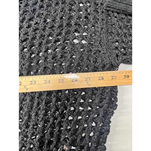 J Crew Montauk Relaxed Cardigan Sweater Womens 2X Black Open Knit Button V Neck - Picture 5 of 13